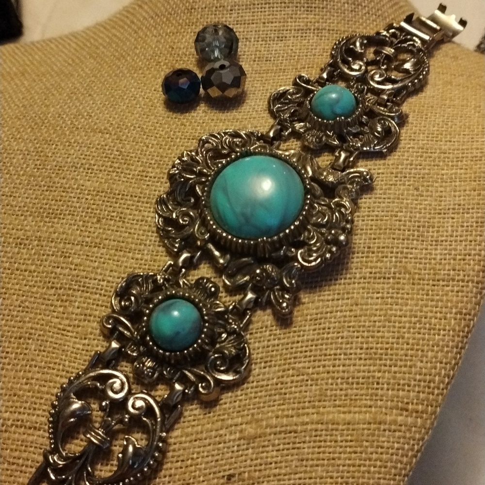 1960s Vintage Florenza Style Turquoise Bracelet 8 "